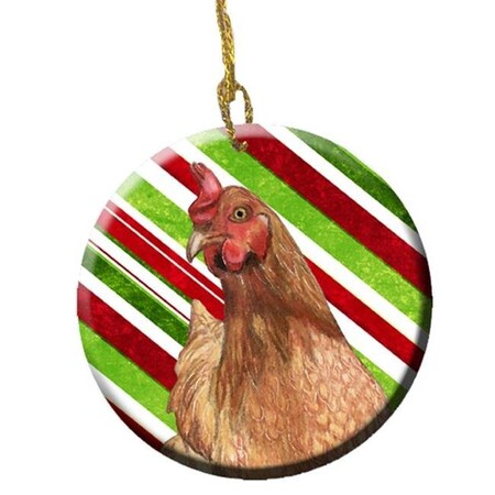 Carolines Treasures Carolines Treasures SB3140CO1 Chicken Candy Cane Holiday Christmas Ceramic Ornament; 2.81 Dia SB3140CO1